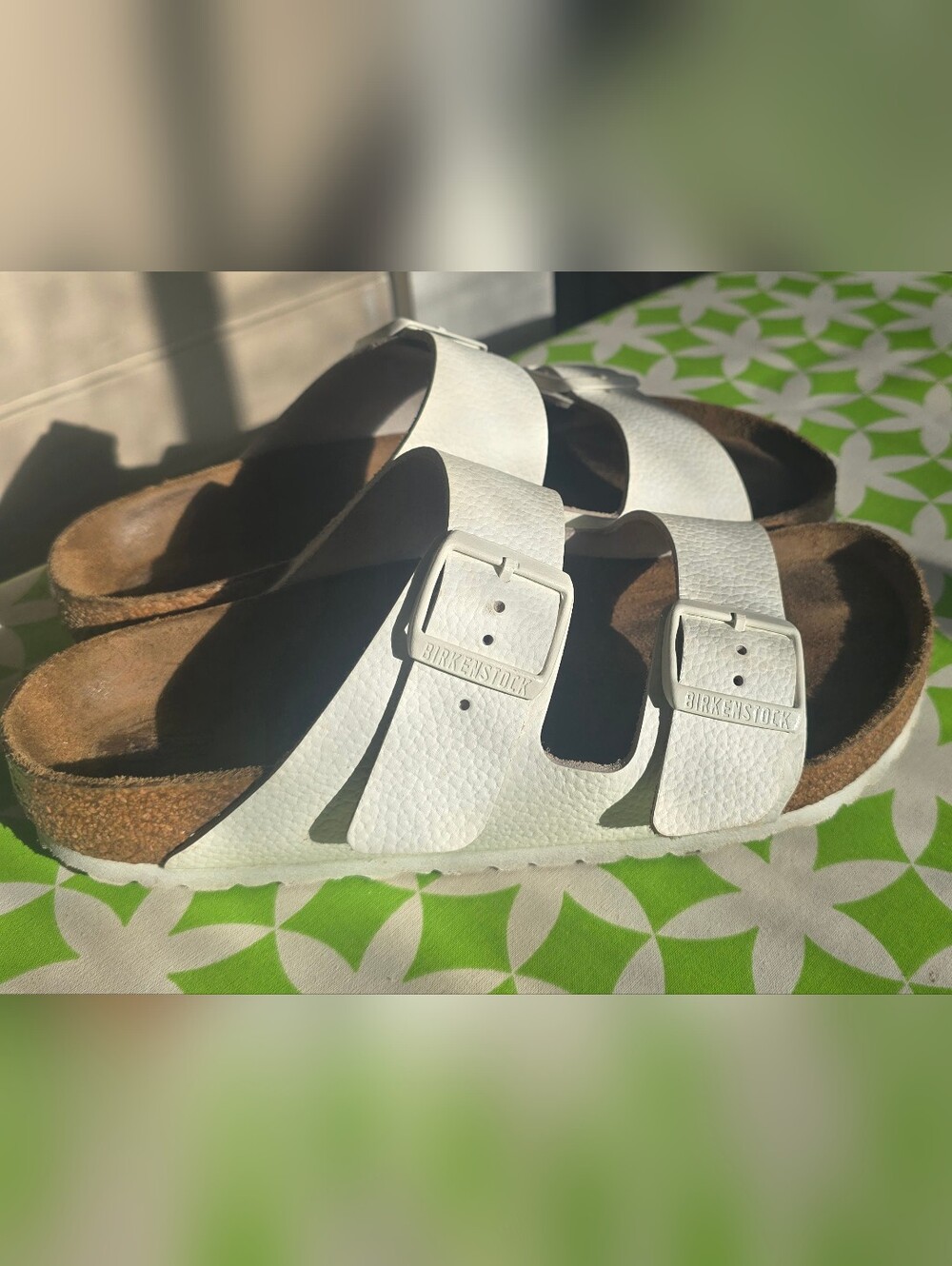 Birkenstock White Leather Arizona Two-Strap Sandals